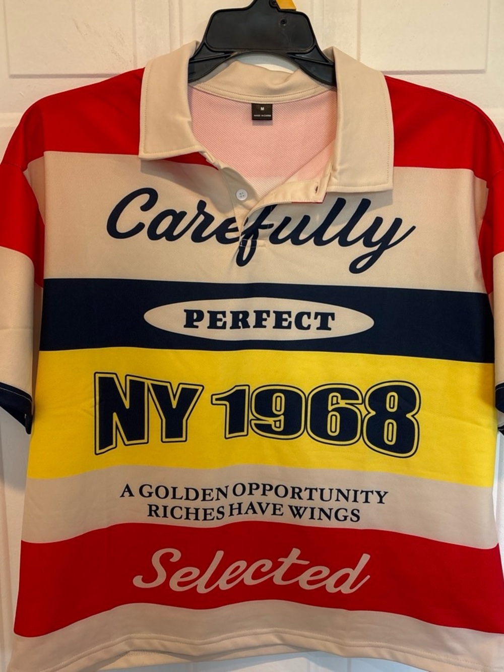 Multicolor Striped Crop Polo Top